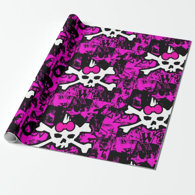 Punk Skull Princess Wrapping Paper (Unrolled)