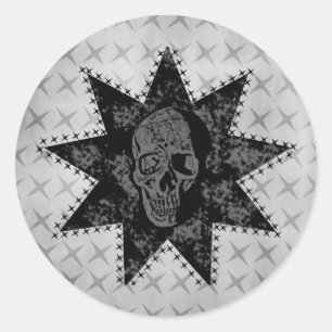 Punk Skull Stickers, Black and Grey Classic Round Sticker