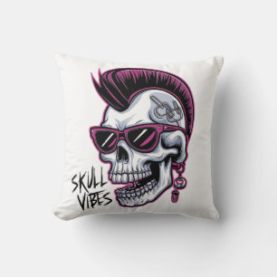 Punk Skull Vibes. Cool Skull with Sunglasses Desi Cushion