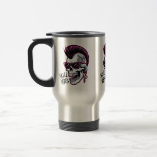 Punk Skull Vibes. Cool Skull with Sunglasses Desi Travel Mug