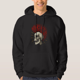 Punk Skull With Mohawk Red Hair Grunge Rock Style Hoodie