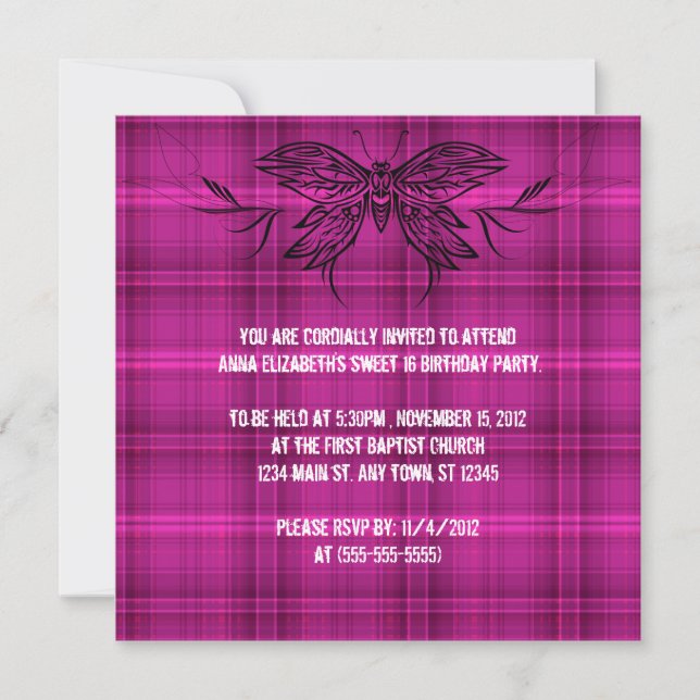 Punk Tribal Butterfly Birthday Invitation (Front)