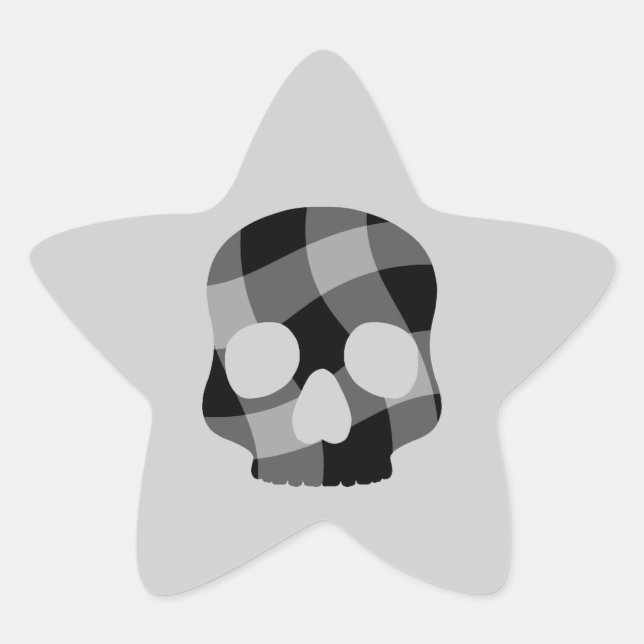 Punk twisted gingham skull star sticker (Front)