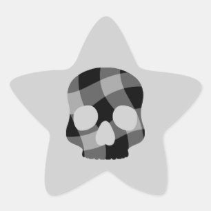 Punk twisted gingham skull star sticker