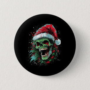 Punked-up Holiday Skull Elevate Your Christmas Loo 6 Cm Round Badge