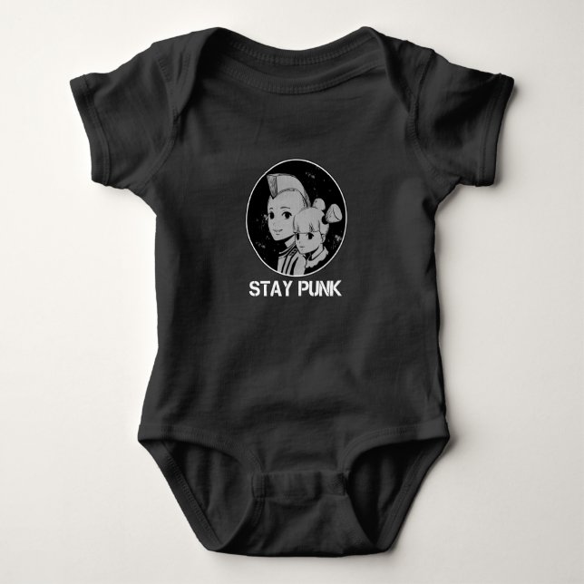 Punker Outfit "Stay Punk" Retro Icon Baby Bodysuit (Front)