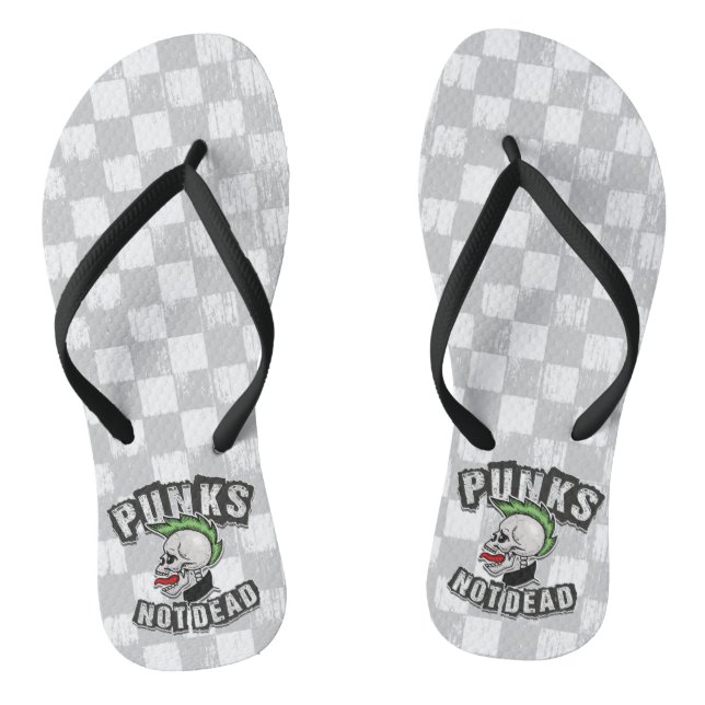 Punks Not Dead Skull Mohawk Punk Rock Rocker Jandals (Footbed)