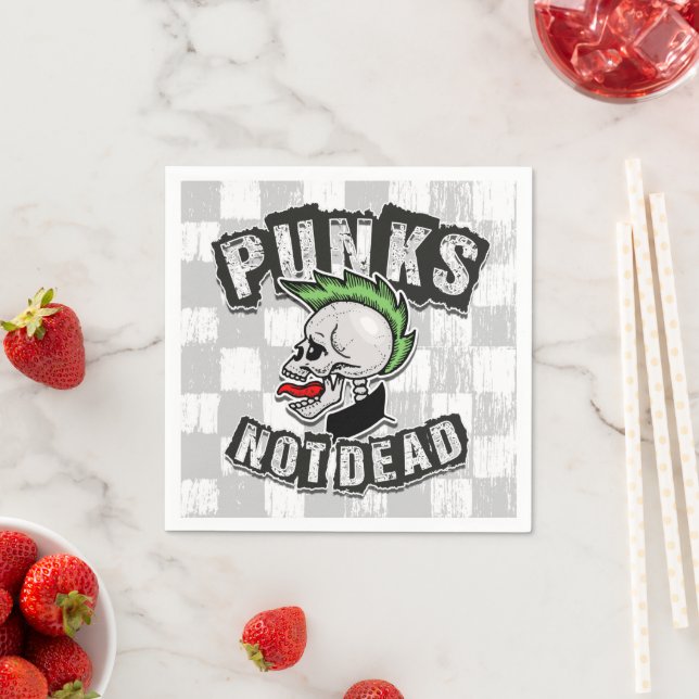 Punks Not Dead Skull Mohawk Punk Rock Rocker Napkin (Insitu)