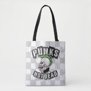 Punks Not Dead Skull Mohawk Punk Rock Rocker Tote Bag