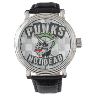Punks Not Dead Skull Mohawk Punk Rock Rocker Watch