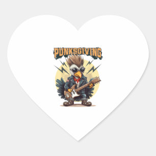 Punksgiving - Funny Thanksgiving Turkey Punk Rock Heart Sticker