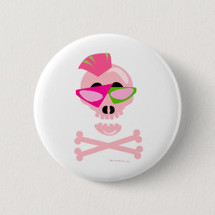 Punky New Wave Skull 6 Cm Round Badge