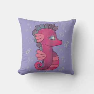 Punky Seahorse   Cute Pink Seahorse Cushion