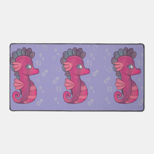 Punky Seahorse Cute Pink Seahorse Desk Mat