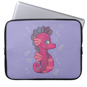 Punky Seahorse Cute Pink Seahorse Laptop Sleeve