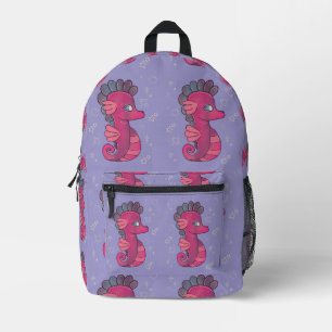 Punky Seahorse Cute Pink Seahorse Printed Backpack