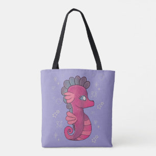 Punky Seahorse Cute Pink Seahorse Tote Bag