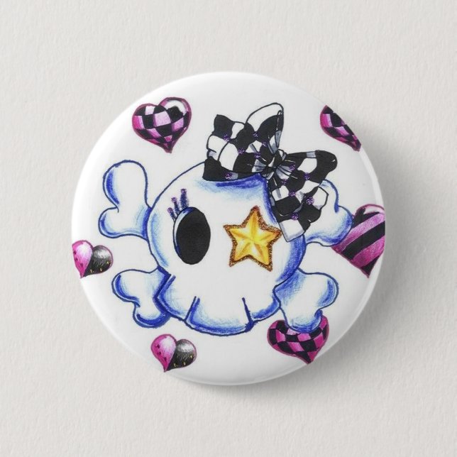 Punky Skull 6 Cm Round Badge (Front)