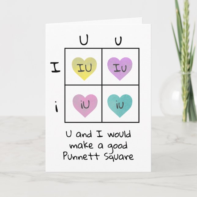 Punnett Square Valentine Biology Science Nerd Chem Holiday Card (Front)