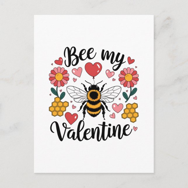 Punny Bee my Valentine Postcard (Front)