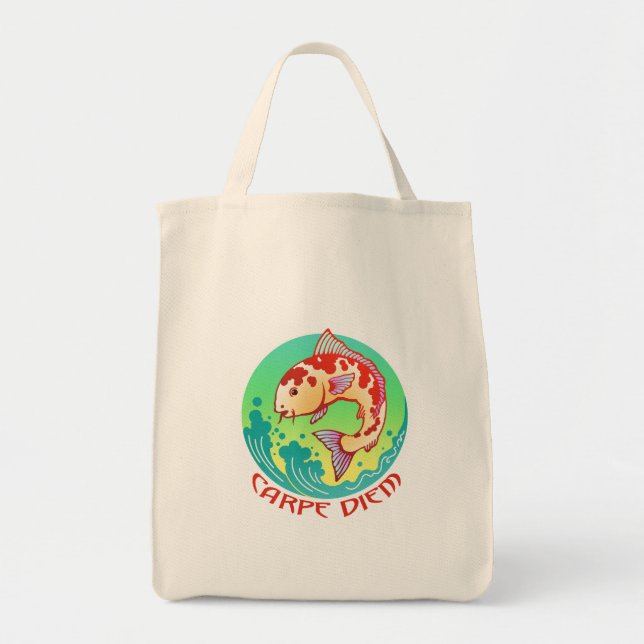 Punny Carpe Diem Tote Bag (Front)
