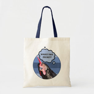 Punny Chicken Face What the Peck?! Tote Bag