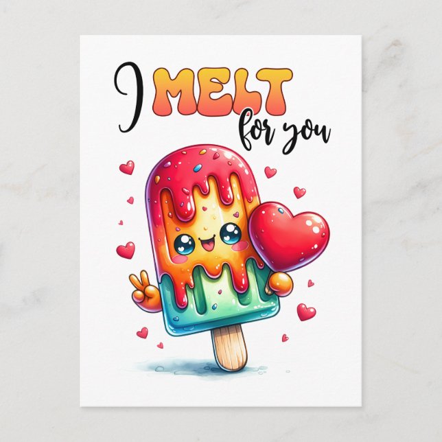 Punny I Melt For You Valentine Postcard (Front)