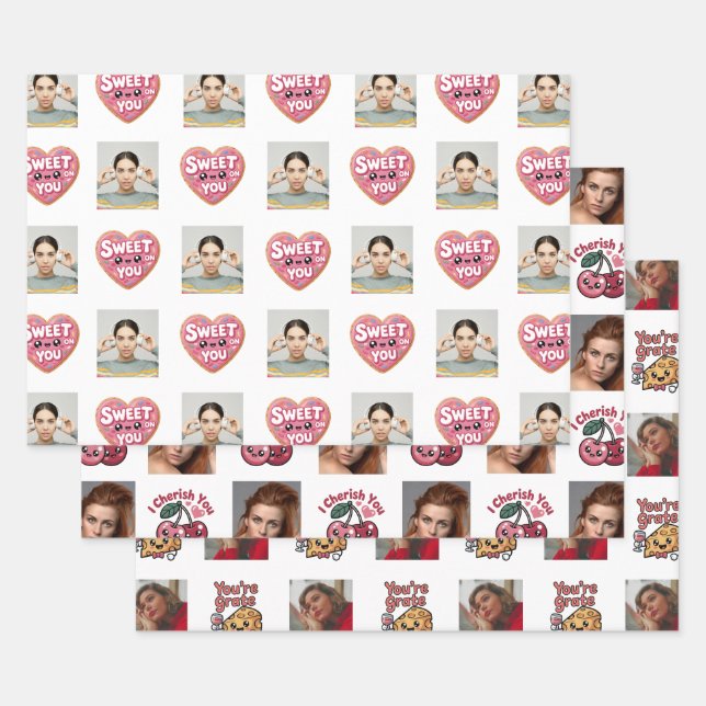 Punny Love Photo Wrapping Paper Sheets (Set)