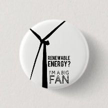 Punny Renewable Energy Windmill Button