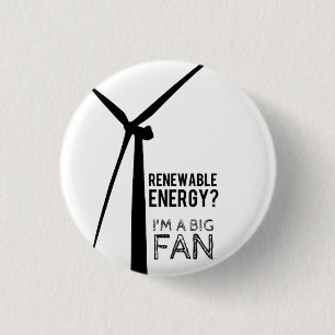 Punny Renewable Energy Windmill Button