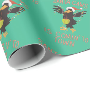 Punny Santa Caws Christmas Holiday Crow Wrapping Paper