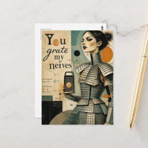 Punny You Grate My Nerves Cheese Grater Fantasy Postcard