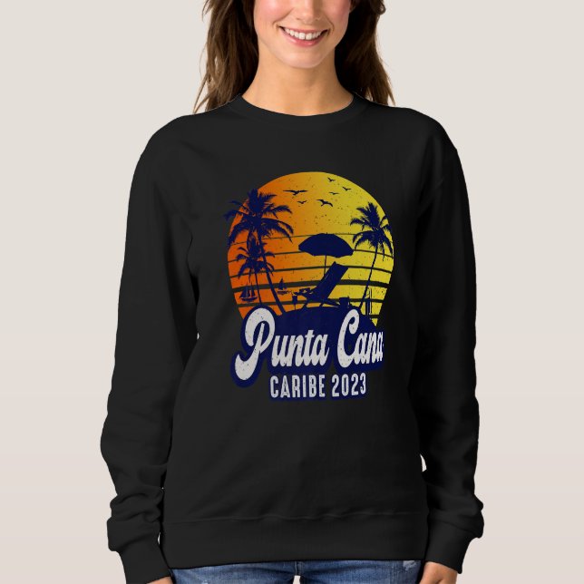 Punta Cana 2023 Dominican Sunset Beach Retro Premi Sweatshirt (Front)