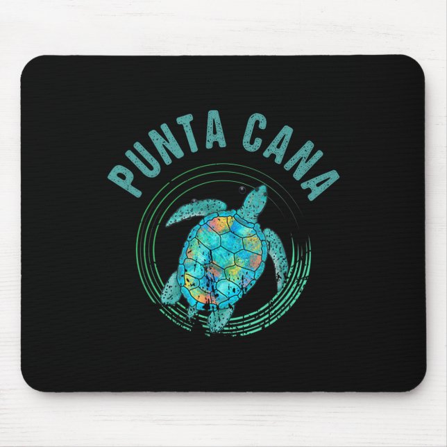 Punta Cana Beach Design Sea Turtle Illustration Gi Mouse Pad (Front)