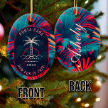 Punta Cana Beach party Palm tree leaves sunset Ceramic Tree Decoration<br><div class="desc">Punta Cana Beach party Palm tree leaves sunset. Perfect for vacationers,  beachgoers,  and those with a love for Punta Cana Template with tropical palm tree design are perfect for any age beach themed birthday party! Customise everything from wording / sayings and colours.</div>
