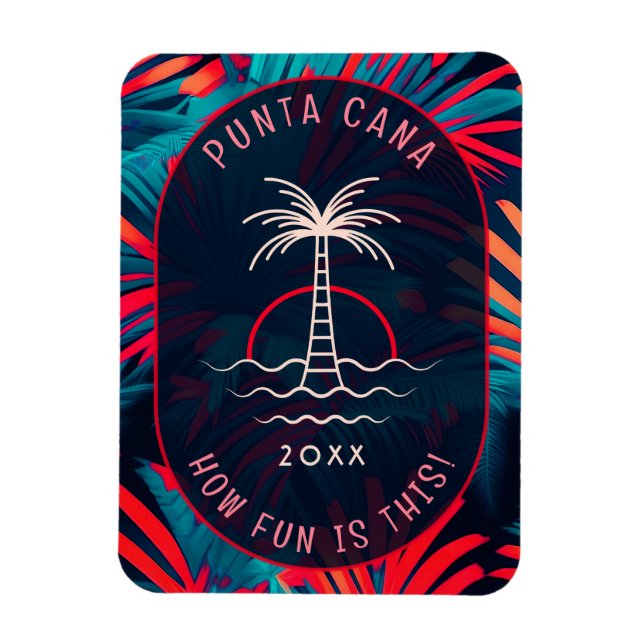 Punta Cana Beach party Palm tree leaves sunset Magnet (Vertical)