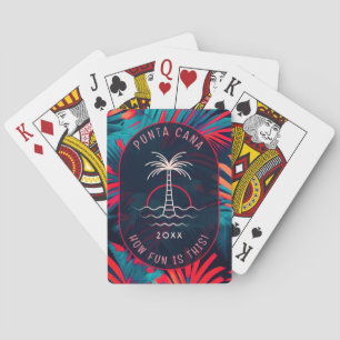 Punta Cana Beach party Palm tree leaves sunset Playing Cards