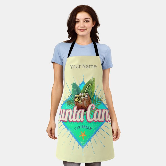 Punta Cana Caribbean Dominican Republic Retro Apron (Worn)