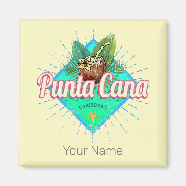 Punta Cana Caribbean Dominican Republic Retro Magnet (Front)