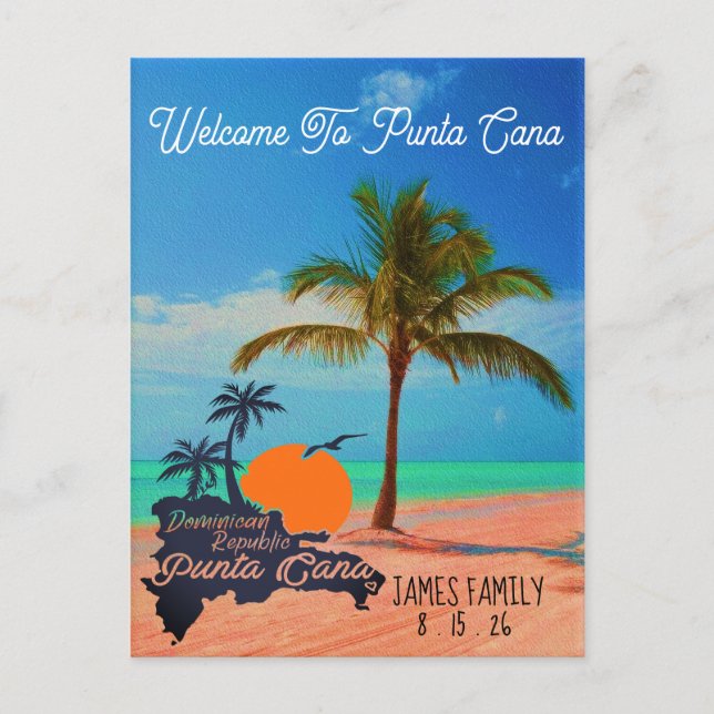 Punta Cana Dominican - Family Vacation Vintage 60s Postcard (Front)