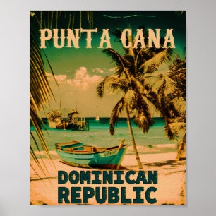 Punta Cana Dominican Palm Tree Beach Vintage Poster