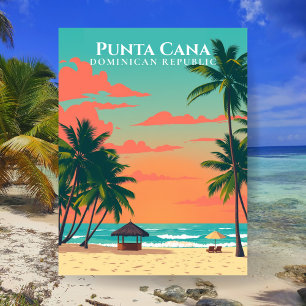 Punta Cana Dominican Republic Beach Travel Art Postcard