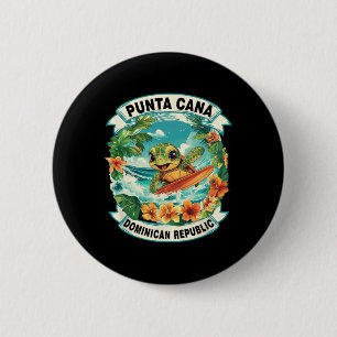 Punta Cana Dominican Republic Cute Sea Turtle Surf 6 Cm Round Badge