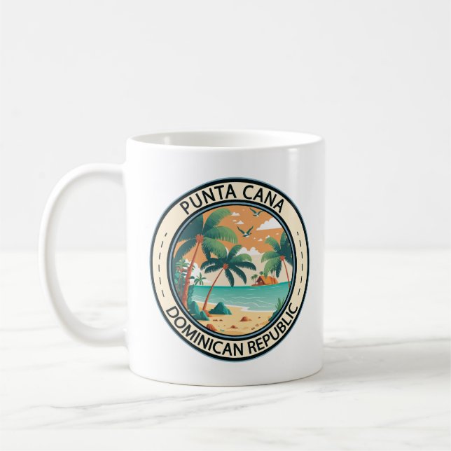 Punta Cana Dominican Republic Hut Badge Coffee Mug (Left)