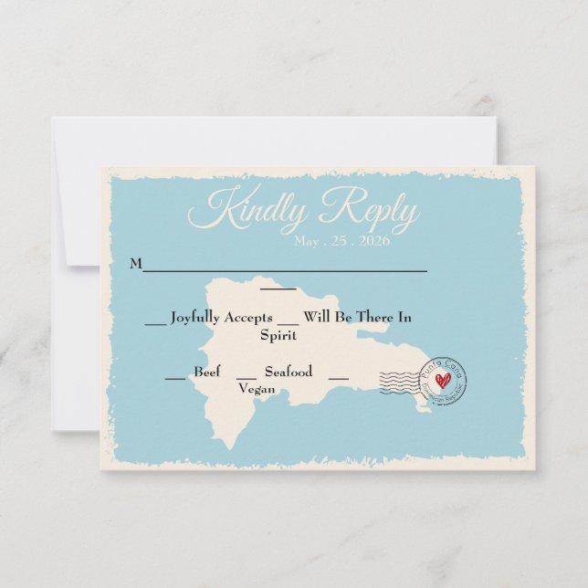 Punta Cana Dominican Republic Map Watercolor RSVP Invitation (Front)