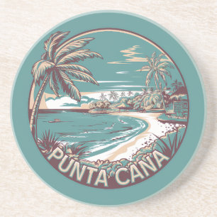 Punta Cana Dominican Republic Travel Art Badge Coaster
