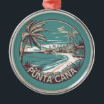 Punta Cana Dominican Republic Travel Art Badge Metal Tree Decoration<br><div class="desc">Punta Cana vector art design. The Bávaro area and Punta Cana combine to form what's known as La Costa del Coco,  or the Coconut Coast,  an area of lavish,  all-inclusive resorts.</div>