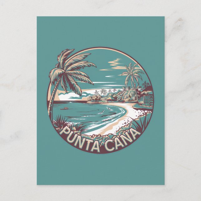 Punta Cana Dominican Republic Travel Art Badge Postcard (Front)