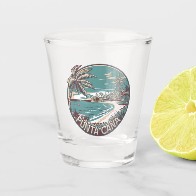 Punta Cana Dominican Republic Travel Art Badge Shot Glass (Front)