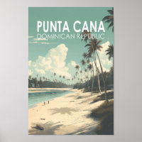 Punta Cana Dominican Republic Travel Art Vintage